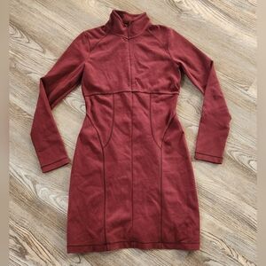 Athleta Cassidy Dress Burgundy Mini Ponte Knit Stretch Womens S Mock Neck Fitted